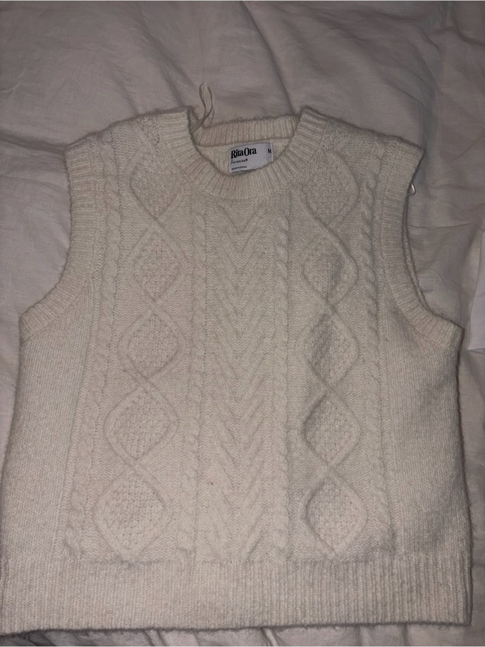 Cream Cable Knit Sleeveless Sweater Vest